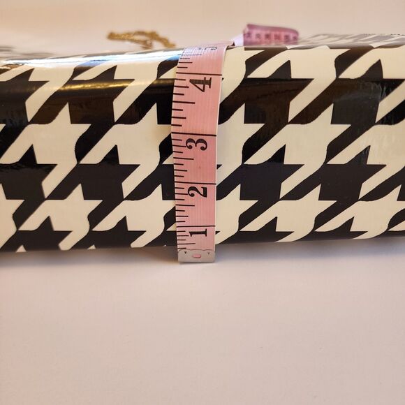 EY Boutique Handbag Womens Black White Have Some Houndstooth Gold Chain Handles - Picture 4 of 8